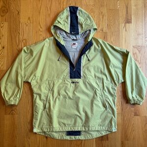 Vintage Nike Anorak Windbreaker Jacket – Olive & Navy Colorblock with Hood